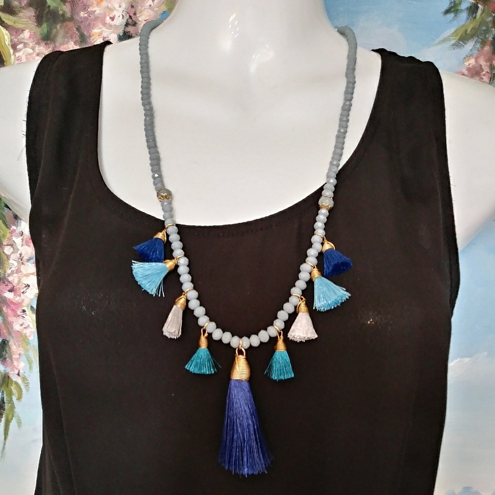 Boho Multitassel Necklace and Tassel Earrings
